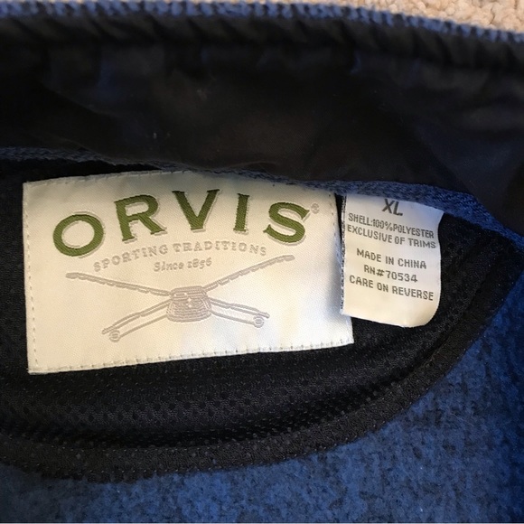 Orvis Quarter Zip Pullover Knit Sweater Mens Size XL Blue Sleeve Pocket - Picture 6 of 11